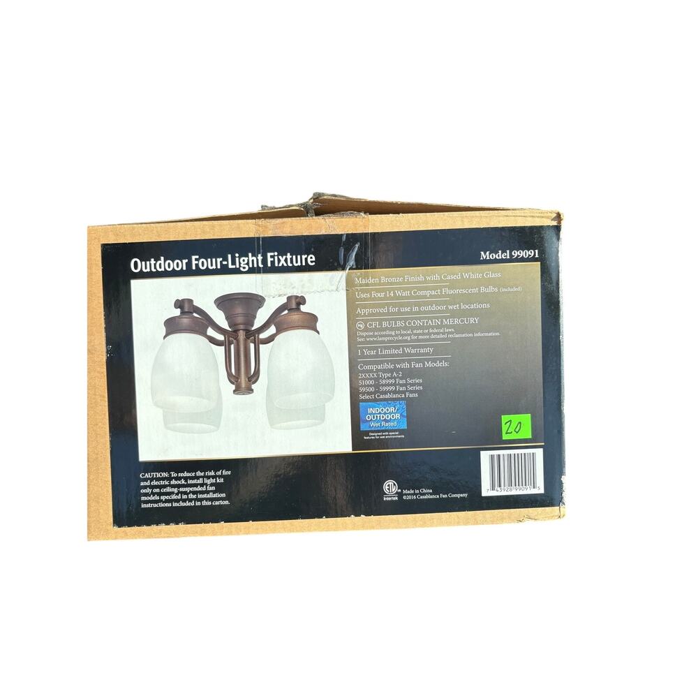 Casablanca 99091 4-Light Ceiling Fan Light Kit Maiden Bronze Open Box NIB